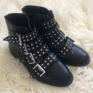 Black buckle booties